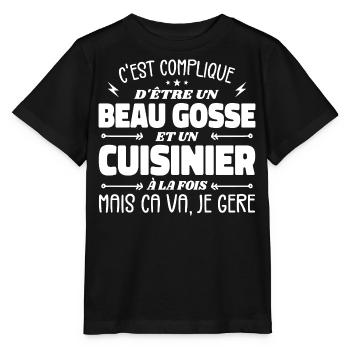 Beau gosse homme cuisinier - T-shirt bio MINI CREATOR Stanley/Stella Enfant - noir - Devant - Mikhail (115cm)