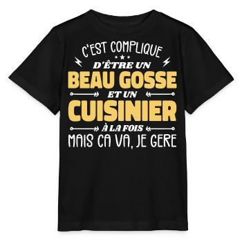 Beau gosse homme cuisinier - T-shirt bio MINI CREATOR Stanley/Stella Enfant - noir - Devant - Mikhail (115cm)