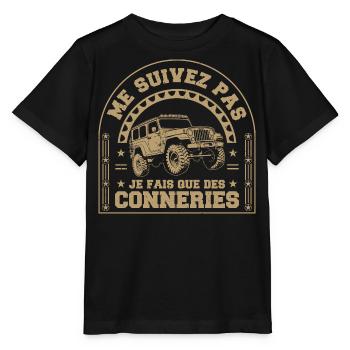me suivez pas je fais que des conneries - T-shirt bio MINI CREATOR Stanley/Stella Enfant - noir - Devant - Mikhail (115cm)