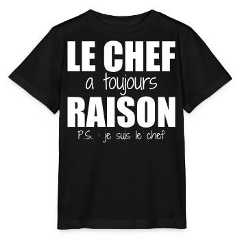 Le chef a toujours raison je suis le chef humour - T-shirt bio MINI CREATOR Stanley/Stella Enfant - noir - Devant - Mikhail (115cm)