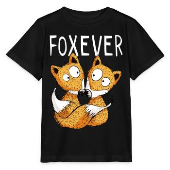 Foxever - Forever - Fuchs - Partnerschaft - Paar - Stanley/Stella Kinder T-Shirt MINI CREATOR  - Schwarz - Vorne - Mikhail (115cm)