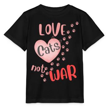Aime les chats, pas la guerre, - T-shirt bio MINI CREATOR Stanley/Stella Enfant - noir - Devant - Mikhail (115cm)