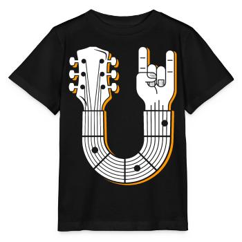 Musikalische Gitarre Handzeichen Illustration - Stanley/Stella Kinder T-Shirt MINI CREATOR  - Schwarz - Vorne - Mikhail (115cm)
