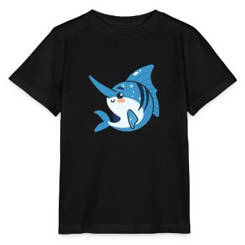 Schwertfisch in Bewegung - Stanley/Stella Kinder T-Shirt MINI CREATOR  - Schwarz - Vorne - Mikhail (115cm)