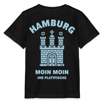 Hambourg – Moin Moin Ihr Plattfische Plattdeutsch S - T-shirt bio MINI CREATOR Stanley/Stella Enfant - noir - Devant - Mikhail (115cm)