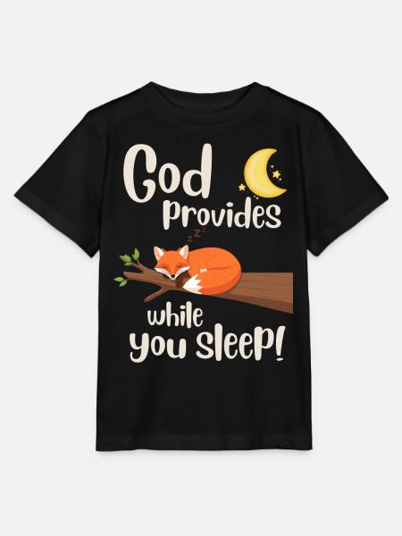 Jesus - Fox - God cares when you sleep - Faith - Stanley/Stella MINI CREATOR Kids’ T-Shirt - black