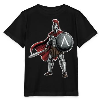 Hoplite Spartan Lambda Shield Sword Mascot - Stanley/Stella MINI CREATOR Kids’ T-Shirt - black - Front - Mikhail (115cm)