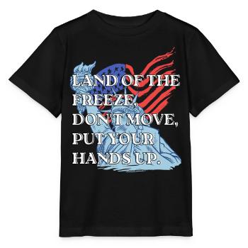 Funny Land Of The Freeze America Jeu de mots USA Cadeau amusant - T-shirt bio MINI CREATOR Stanley/Stella Enfant - noir - Devant - Mikhail (115cm)