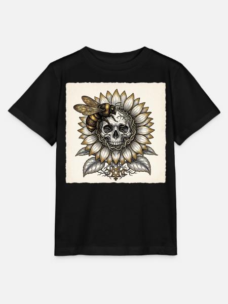 Hummel-Schädel-Sonnenblume - Stanley/Stella Kinder T-Shirt MINI CREATOR  - Schwarz