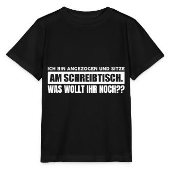 Ich bin angezogen und sitze am Schreibtisch - Stanley/Stella Kinder T-Shirt MINI CREATOR  - Schwarz - Vorne - Mikhail (115cm)