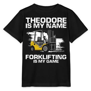 Gabelstaplerfahrer und Lagerhaus Gabestaplerfahrer - Stanley/Stella Kinder T-Shirt MINI CREATOR  - Schwarz - Vorne - Mikhail (115cm)