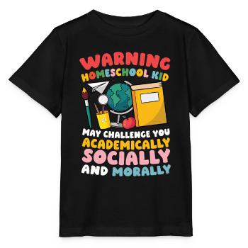 Achtung Homeschool Kind Kann Dich Akademisch, - Stanley/Stella Kinder T-Shirt MINI CREATOR  - Schwarz - Vorne - Mikhail (115cm)