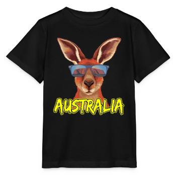 Cool kangaroo with sunglasses Australia design - Stanley/Stella MINI CREATOR Kids’ T-Shirt - black - Front - Mikhail (115cm)