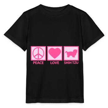 Shih Tzu Shihtzu Mama Lover Paix Amour Rose - T-shirt bio MINI CREATOR Stanley/Stella Enfant - noir - Devant - Mikhail (115cm)