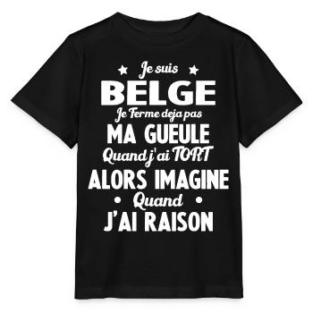 Je suis Belge - Je ferme pas ma gueule - T-shirt bio MINI CREATOR Stanley/Stella Enfant - noir - Devant - Mikhail (115cm)