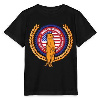 Thank you Veterans meerkat with american flag - Stanley/Stella Kinder T-Shirt MINI CREATOR  - Schwarz - Vorne - Mikhail (115cm)