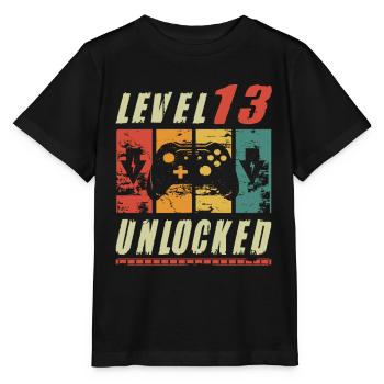 Level 13 Unlocked Gamer Turning 13th Birthday Gift - Stanley/Stella MINI CREATOR Kids’ T-Shirt - black - Front - Mikhail (115cm)