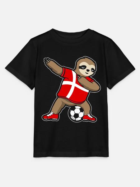 Fußballfan Faultier Fußball Dänemark - Stanley/Stella Kinder T-Shirt MINI CREATOR  - Schwarz