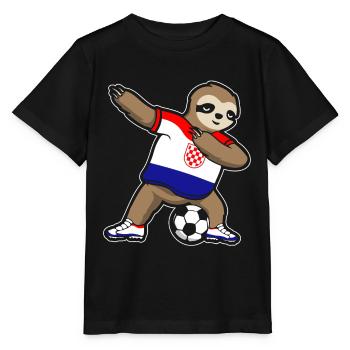 Fußballfan Faultier Fußball Kroatien - Stanley/Stella Kinder T-Shirt MINI CREATOR  - Schwarz - Vorne - Mikhail (115cm)