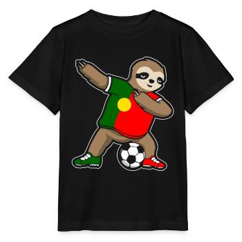 Fußballfan Faultier Fußball Portugal - Stanley/Stella Kinder T-Shirt MINI CREATOR  - Schwarz - Vorne - Mikhail (115cm)