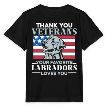 Thank you Veterans Labradors - Stanley/Stella Kinder T-Shirt MINI CREATOR  - Schwarz - Vorne - Mikhail (115cm)