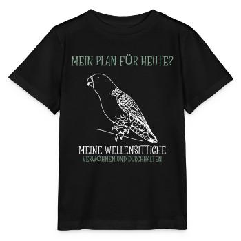 Meine Wellensittiche verwöhnen und durchhalten - Stanley/Stella Kinder T-Shirt MINI CREATOR  - Schwarz - Vorne - Mikhail (115cm)