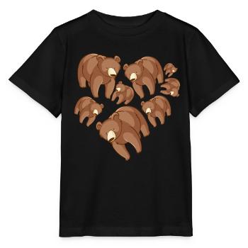 Herz Braunbär - Stanley/Stella Kinder T-Shirt MINI CREATOR  - Schwarz - Vorne - Mikhail (115cm)