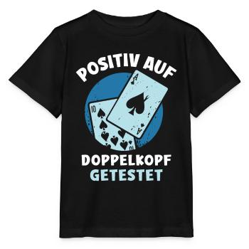 Positiv auf Doppelkopf getestet - Stanley/Stella Kinder T-Shirt MINI CREATOR  - Schwarz - Vorne - Mikhail (115cm)