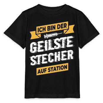 Krankenschwester Krankenpfleger - Stanley/Stella Kinder T-Shirt MINI CREATOR  - Schwarz - Vorne - Mikhail (115cm)