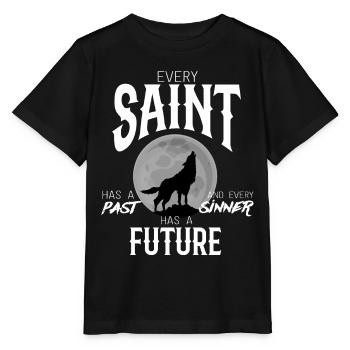 Holy sinner wolf saying gift past - Stanley/Stella MINI CREATOR Kids’ T-Shirt - black - Front - Mikhail (115cm)