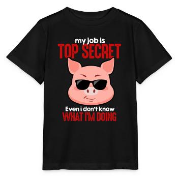 Profession travail agent Secret Porc Top Secret Bureau - T-shirt bio MINI CREATOR Stanley/Stella Enfant - noir - Devant - Mikhail (115cm)