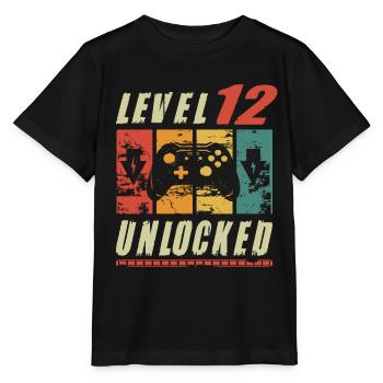 Level 12 Unlocked Gamer Turning 12th Birthday Gift - Stanley/Stella Kinder T-Shirt MINI CREATOR  - Schwarz - Vorne - Mikhail (115cm)
