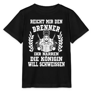 Reicht mir den Brenner ihr Narren die Königin will - Stanley/Stella Kinder T-Shirt MINI CREATOR  - Schwarz - Vorne - Mikhail (115cm)