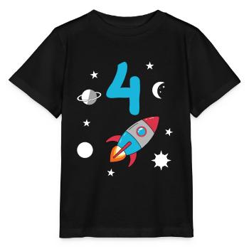Fusée et espace 4e anniversaire - T-shirt bio MINI CREATOR Stanley/Stella Enfant - noir - Devant - Mikhail (115cm)