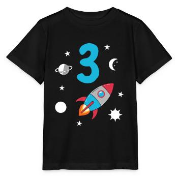 Fusée d’anniversaire et espace - T-shirt bio MINI CREATOR Stanley/Stella Enfant - noir - Devant - Mikhail (115cm)