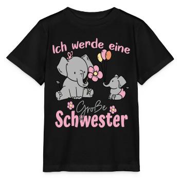 Große Schwester 2024 Elefanten - Stanley/Stella Kinder T-Shirt MINI CREATOR  - Schwarz - Vorne - Mikhail (115cm)