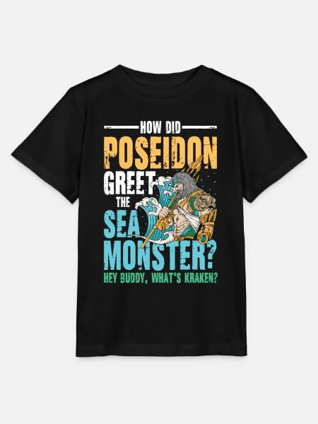Poseidon Greet The Sea Monster What's Kraken - Stanley/Stella Kinder T-Shirt MINI CREATOR  - Schwarz