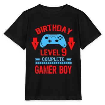Nine 9yr BDay Son Boy Funny Gamer 9th 9 Year Old - Stanley/Stella MINI CREATOR Kids’ T-Shirt - black - Front - Mikhail (115cm)