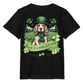 Irish Setter St. Patrick's Day Green Hat Pup - Stanley/Stella Kinder T-Shirt MINI CREATOR  - Schwarz - Vorne - Mikhail (115cm)