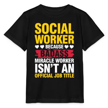 Social Worker Miracle Worker für einen - Stanley/Stella Kinder T-Shirt MINI CREATOR  - Schwarz - Vorne - Mikhail (115cm)