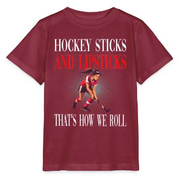 Hockey Sticks and Lipsticks für - Stanley/Stella Kinder T-Shirt MINI CREATOR  - Burgunderrot - Vorne - Kain (125cm)