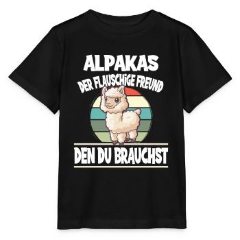 Alpaka Der Flauschige Freund Den Du Brauchst - Stanley/Stella Kinder T-Shirt MINI CREATOR  - Schwarz - Vorne - Mikhail (115cm)