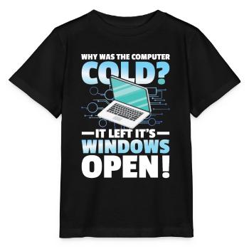 Why Was The Computer cold Left Its Windows Open - Stanley/Stella Kinder T-Shirt MINI CREATOR  - Schwarz - Vorne - Mikhail (115cm)