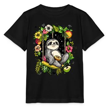 Urlaub Glückseligkeit Faultier Faul für einen - Stanley/Stella Kinder T-Shirt MINI CREATOR  - Schwarz - Vorne - Mikhail (115cm)