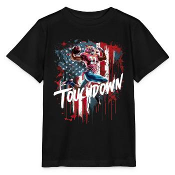Touchdown Football Spieler Amerikanische Flagge - Stanley/Stella Kinder T-Shirt MINI CREATOR  - Schwarz - Vorne - Mikhail (115cm)