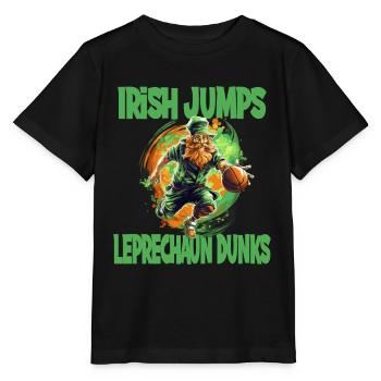 Irish Jumps Leprechaun Basketball - Stanley/Stella Kinder T-Shirt MINI CREATOR  - Schwarz - Vorne - Mikhail (115cm)