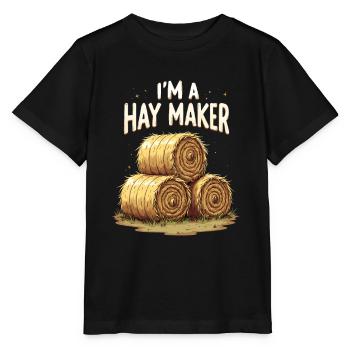 Lustiger Heumacher Bauernhof Lebensstil Heu - Stanley/Stella Kinder T-Shirt MINI CREATOR  - Schwarz - Vorne - Mikhail (115cm)