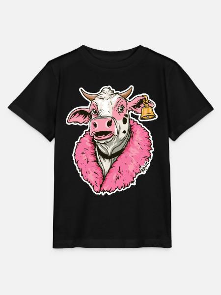 modische Mode-Kuh in pinker Jacke - Stanley/Stella Kinder T-Shirt MINI CREATOR - Schwarz