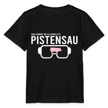 Pistensau Skier Fun - Stanley/Stella MINI CREATOR Kids’ T-Shirt - black - Front - Mikhail (115cm)