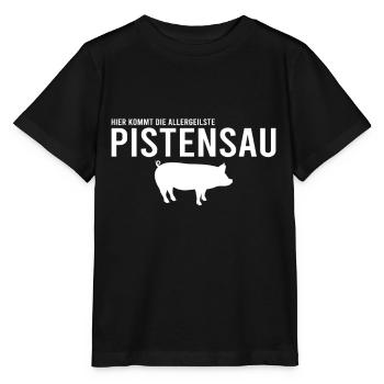 Pistensau Skier Fun - Stanley/Stella MINI CREATOR Kids’ T-Shirt - black - Front - Mikhail (115cm)